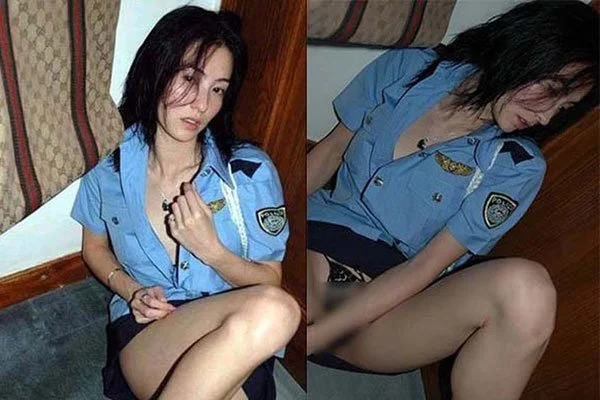 警察制服美女两张照片