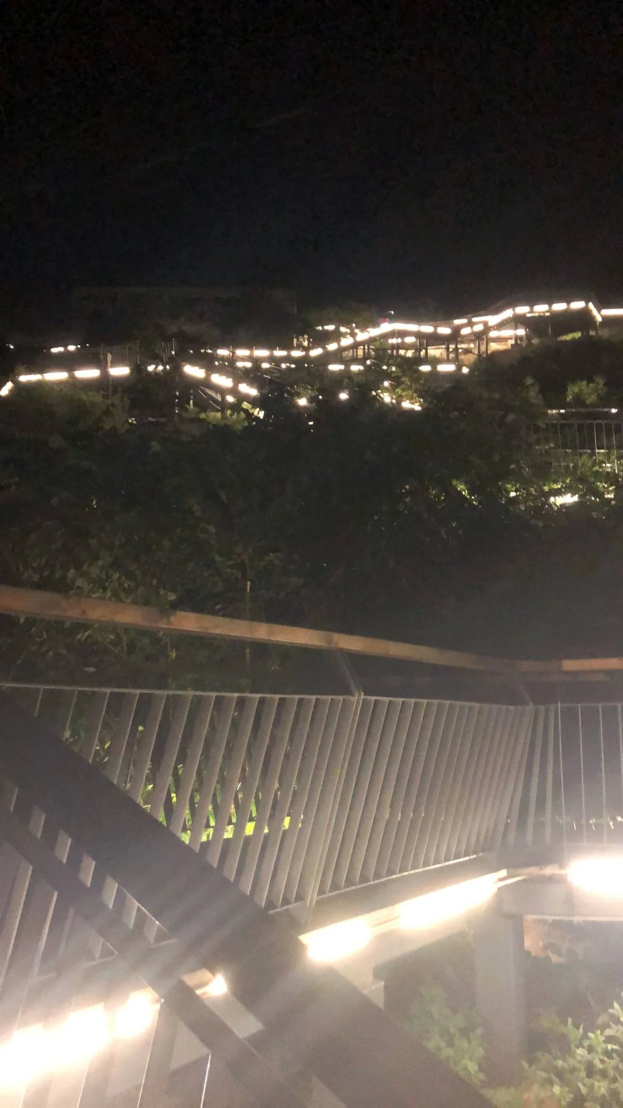 山上亮起一排排灯